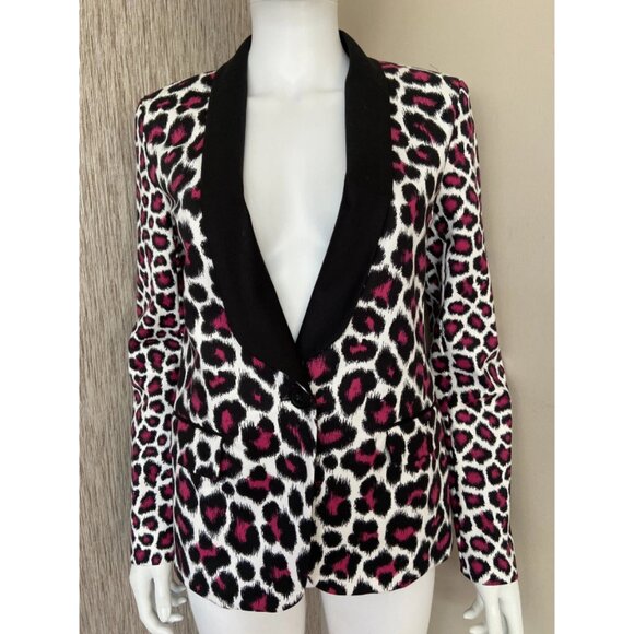 Michael Kors Leopard Print Tuxedo Jacket - Picture 1 of 4